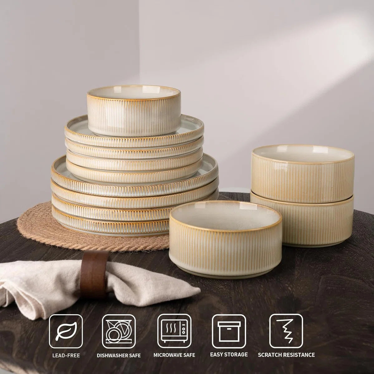 Azal Stoneware Dinnerware Sets, Dish Set
