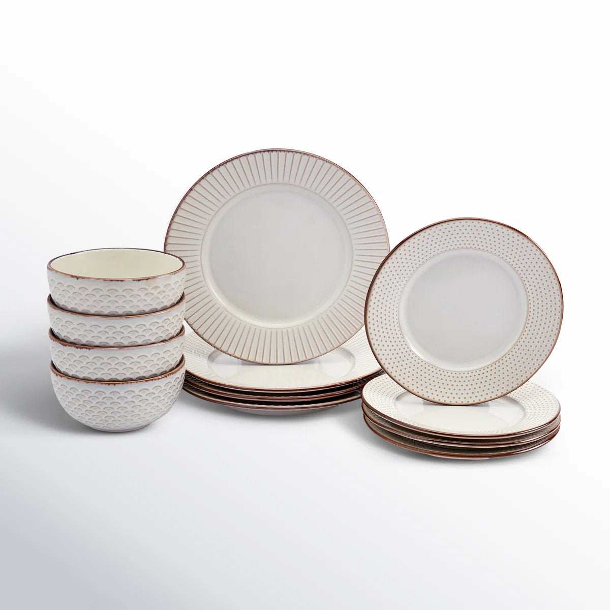Hub 12 Piece Stoneware Dinnerware Set - Service for 4
