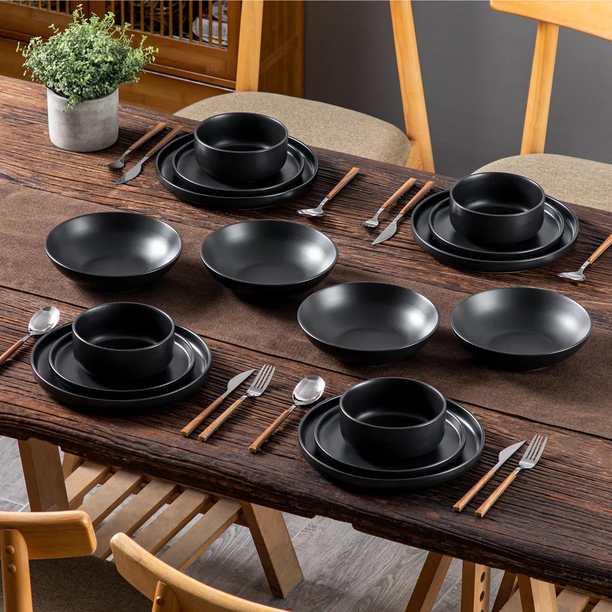 Playa 16 Piece Stoneware Dinnerware Set - Service for 4 (Set of 16)